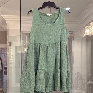 Free People Green Textured Sleeveless Dress